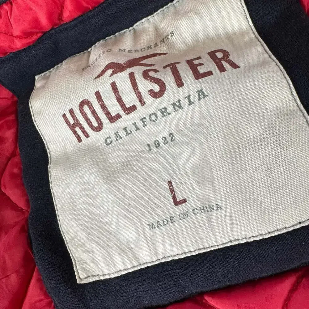 Hollister California Sherpa Lined Quilted Full Zip Hoodie Jacket Navy Blue